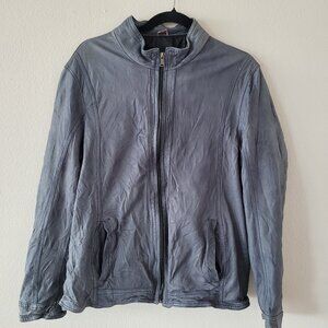 Vintage Vera Pelle Leather Racer Scooter Jacket Size XL 54 Italy Lambskin Gray